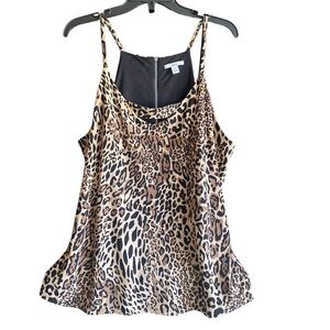 Bar III Leopard Print Tank with Front Cutout. Size X-Large